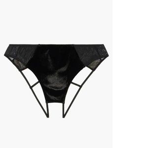 Exploded Floral Velvet & Chiffon Crotchless Bikini